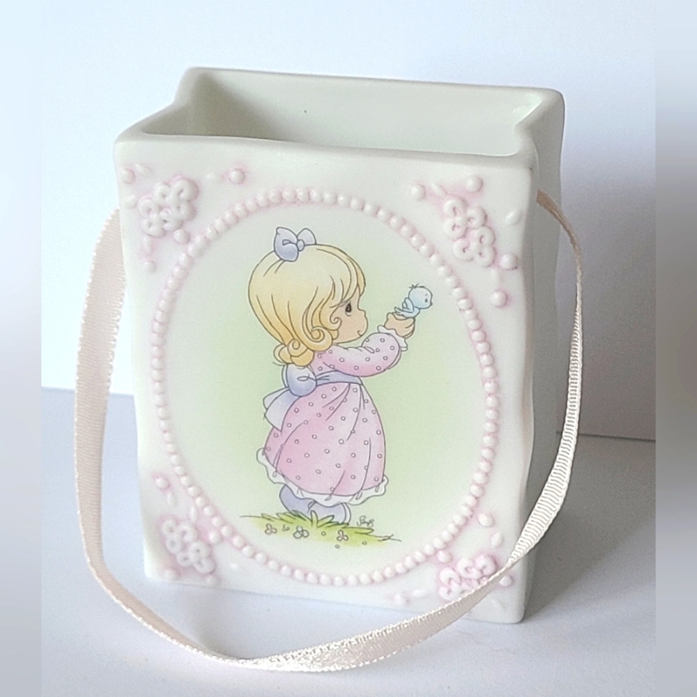 Vintage Precious Moments Love Friendship Gift Bag Collectible Porcelain Figurine